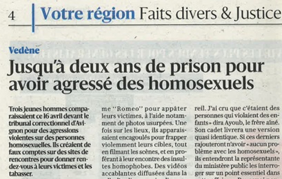 Agressions homophobes à Vedène : condamnations prononcées par le tribunal correctionnel d’Avignon